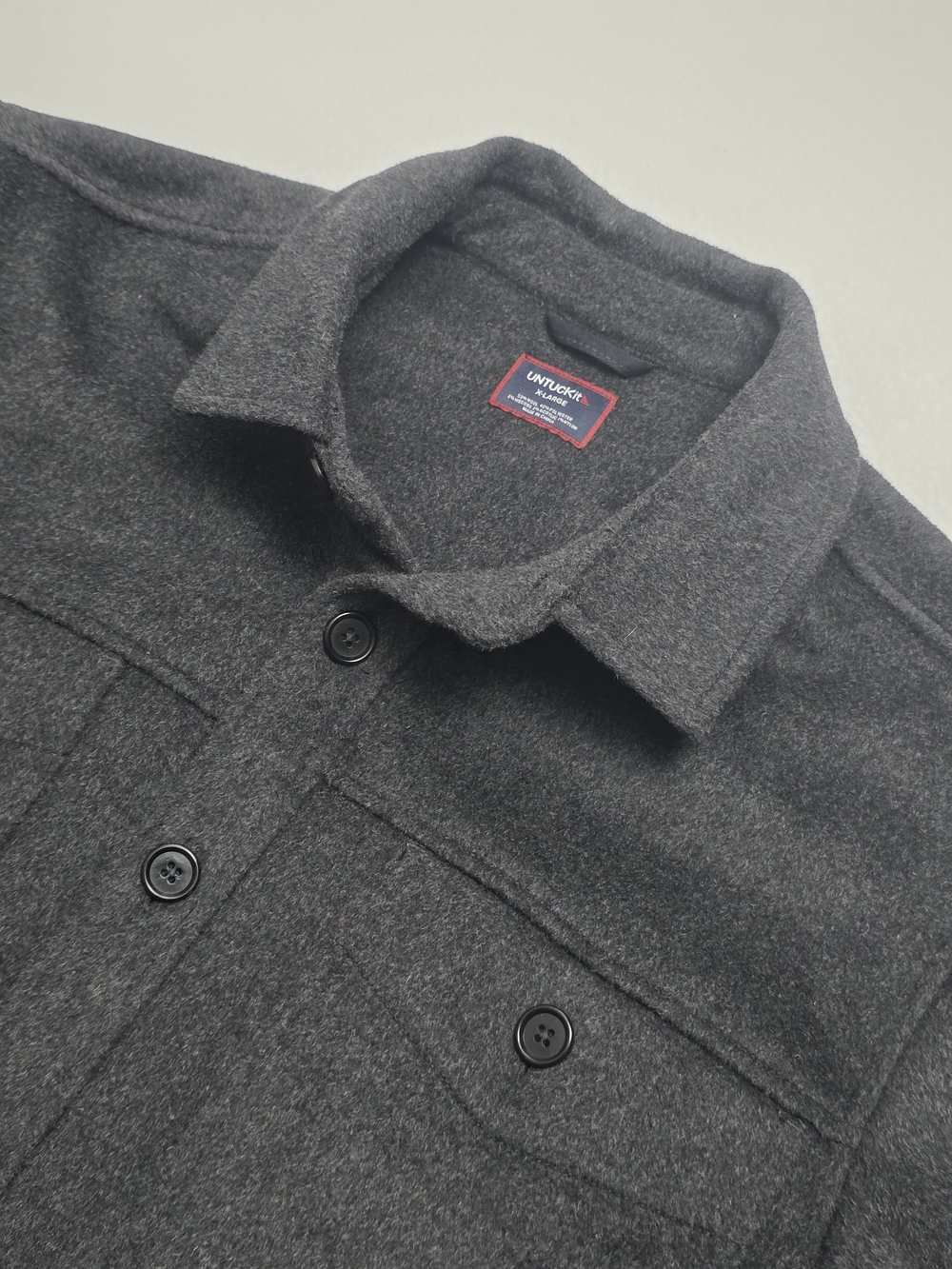 UNTUCKit Men's Dark Charcoal Wool-Blend Button Jacket